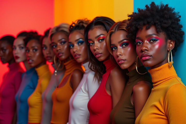 Groupe de personnes au look urbain et maquillage audacieux