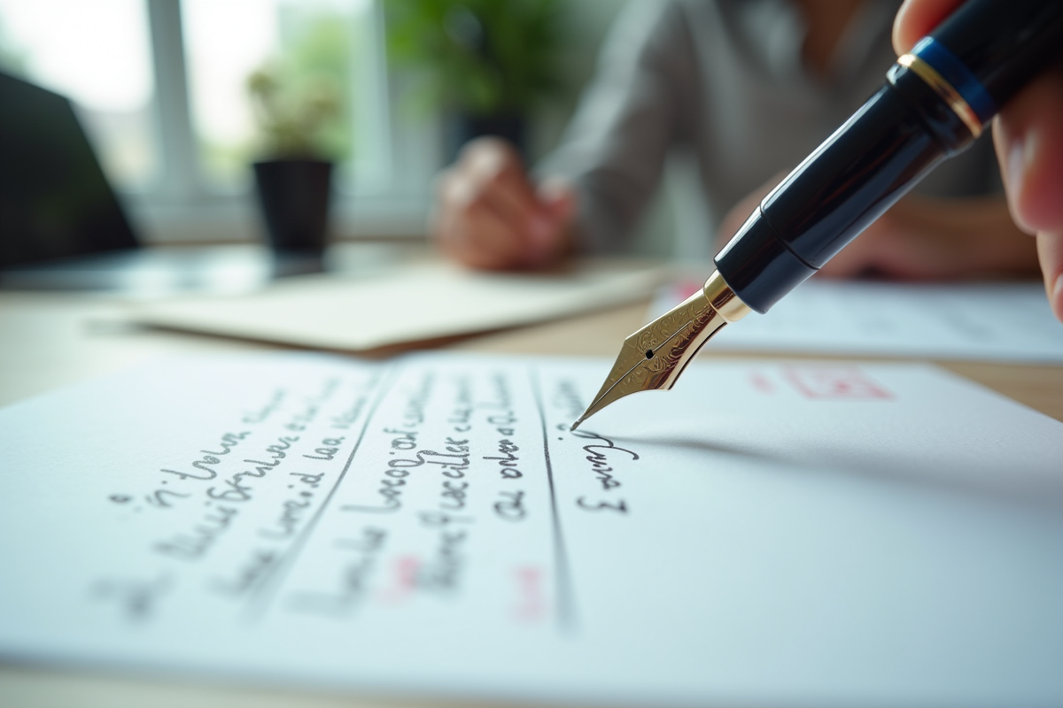 Plume à encre au-dessus d